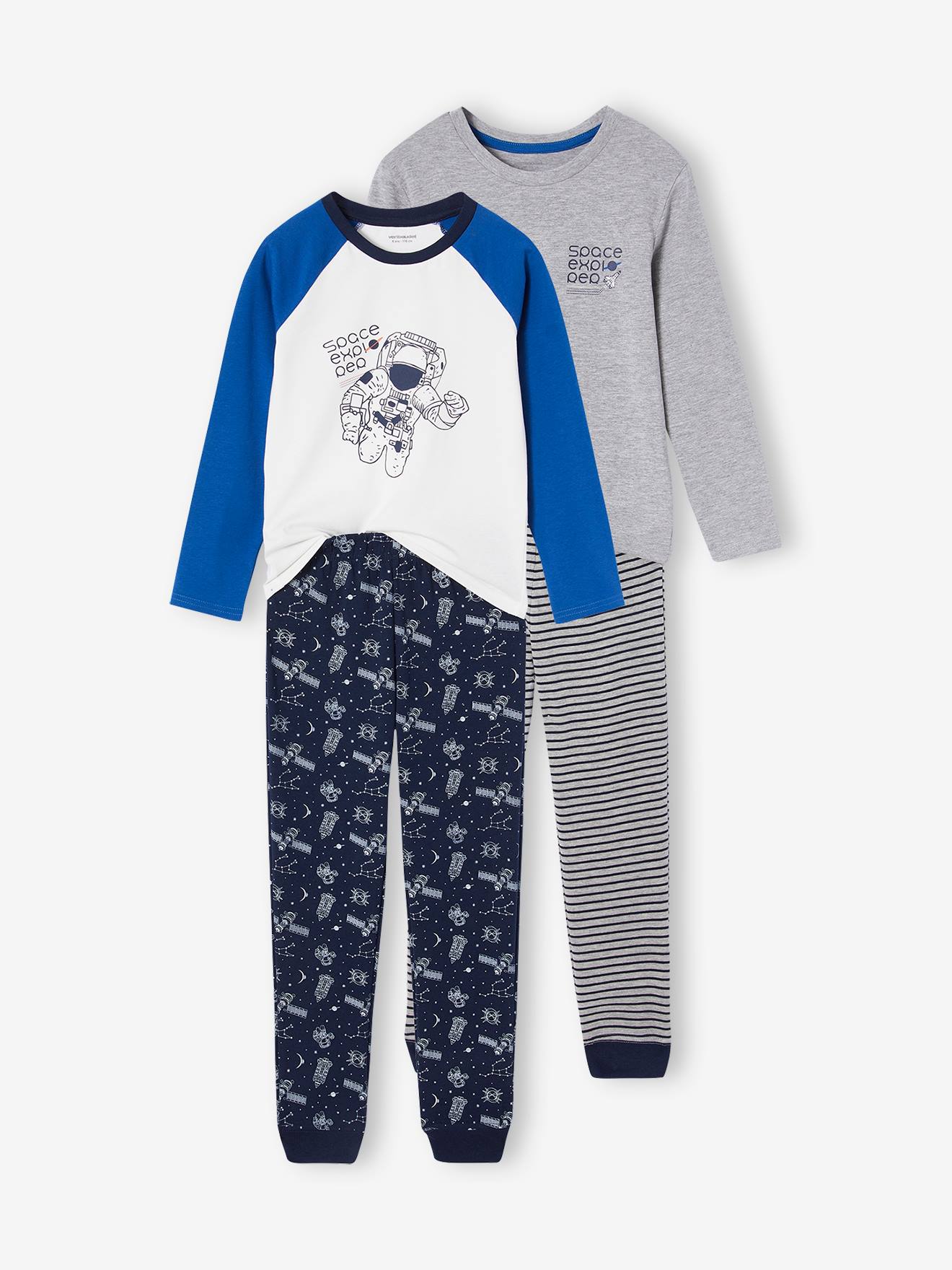 Set van 2 pyjama's "space explorer" voor jongens felblauw