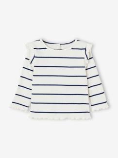 Baby-T-shirt, souspull-T-shirt van ribstof met mouwen met ruches meisjesbaby