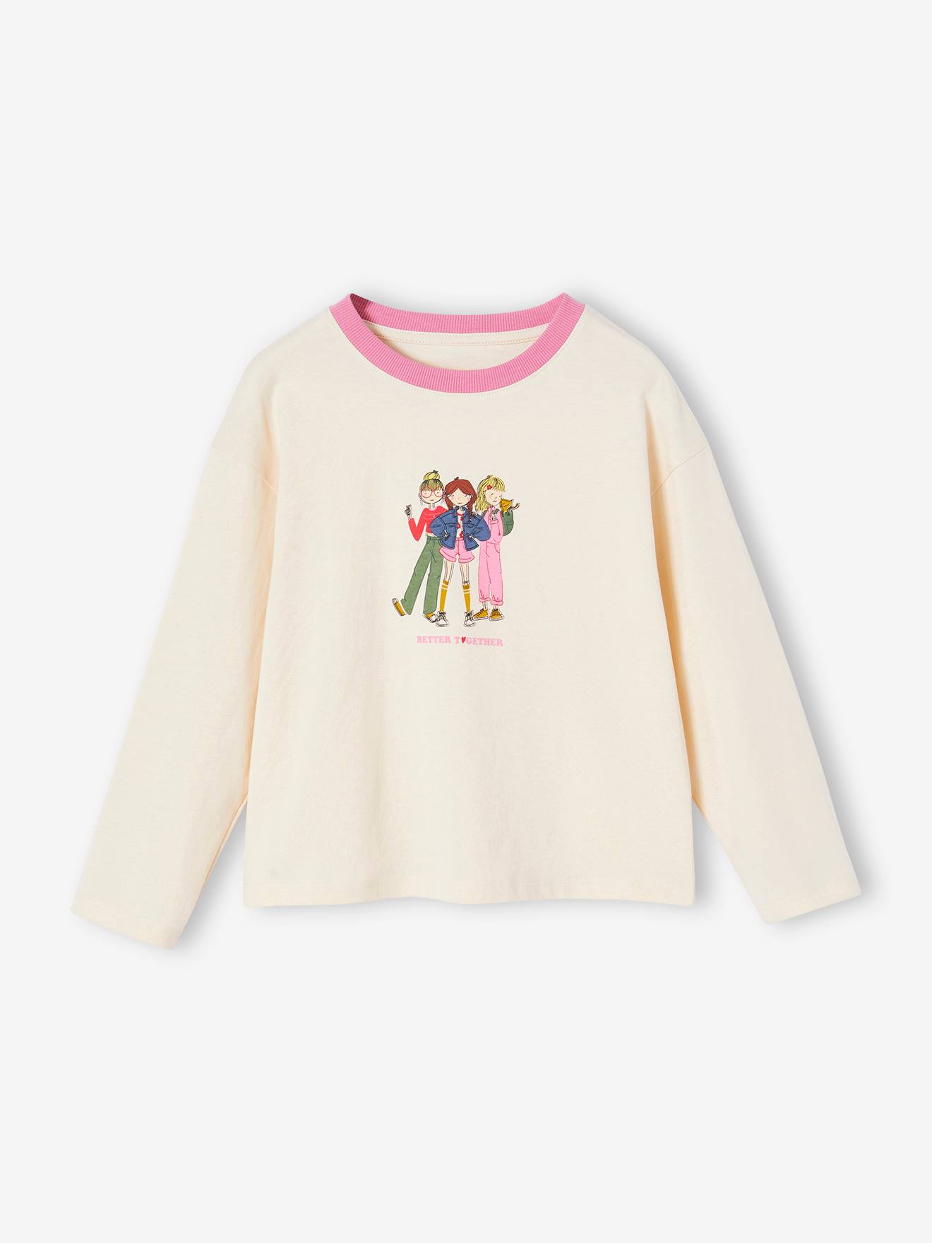 T-shirt muze met lange mouwen meisjes vanille