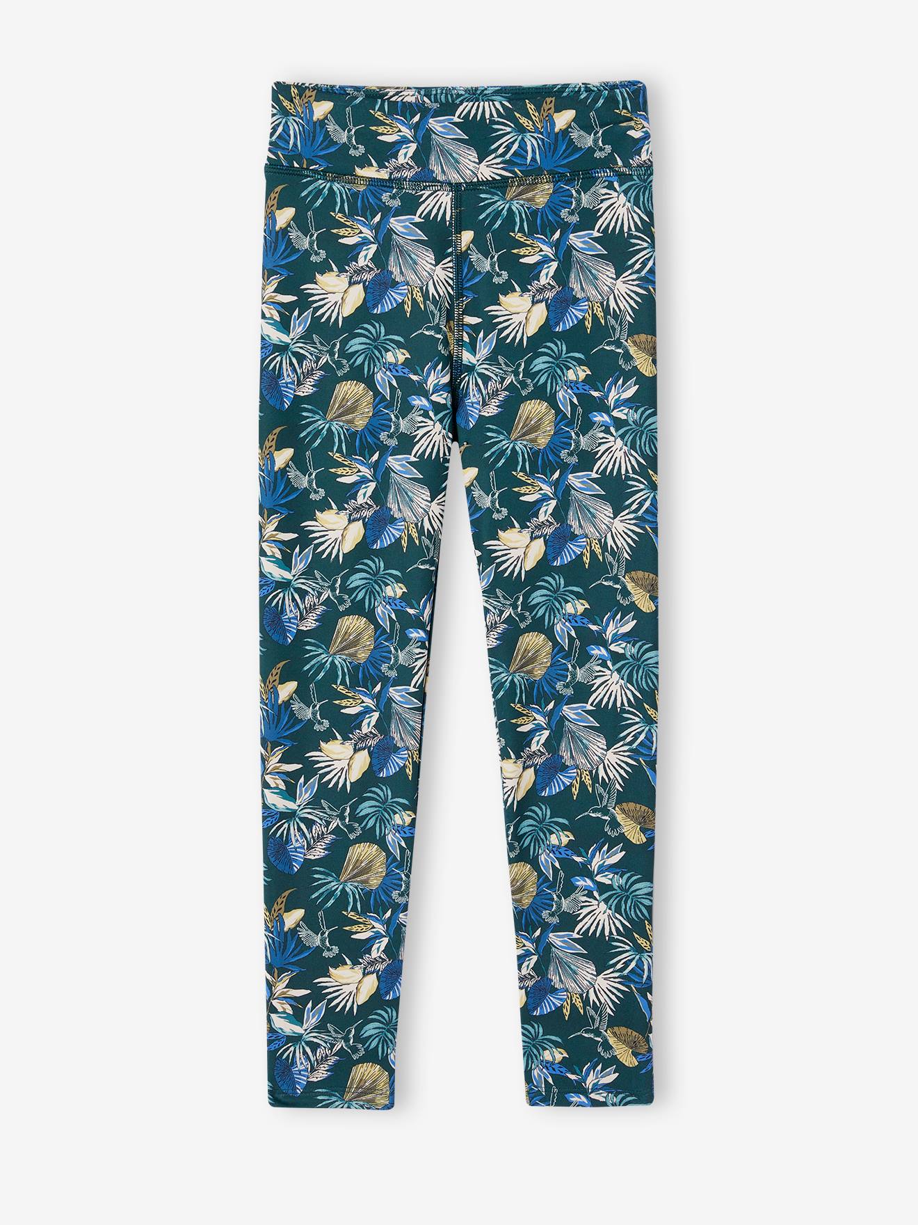 Sportlegging van technisch materiaal exotische bloemenprint groen, bedrukt