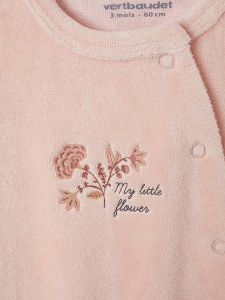 Set met fluwelen slaappakjes 'petite fleur' meisjesbaby roze (poederkleur) - vertbaudet enfant 