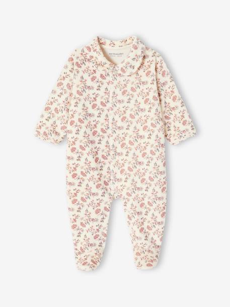 Set met fluwelen slaappakjes 'petite fleur' meisjesbaby roze (poederkleur) - vertbaudet enfant 