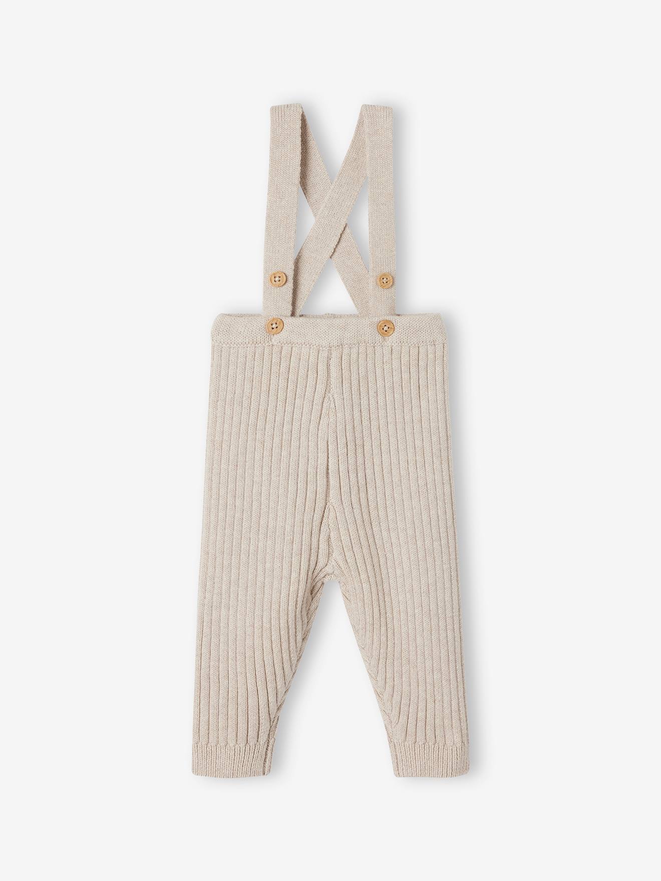 Tricot babylegging met bretels gemêleerd beige