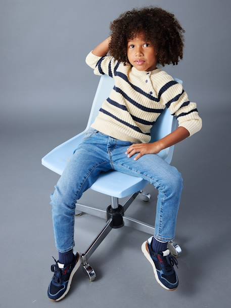 Slim fit jongensjeans Morphologik 'waterless' heupomtrek MEDIUM DENIM DONKERGRIJS+double stone+RUW DENIM+STONE - vertbaudet enfant 