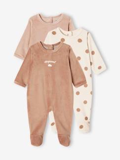 Baby-Set van 3 fluwelen babyslaappakjes BASICS