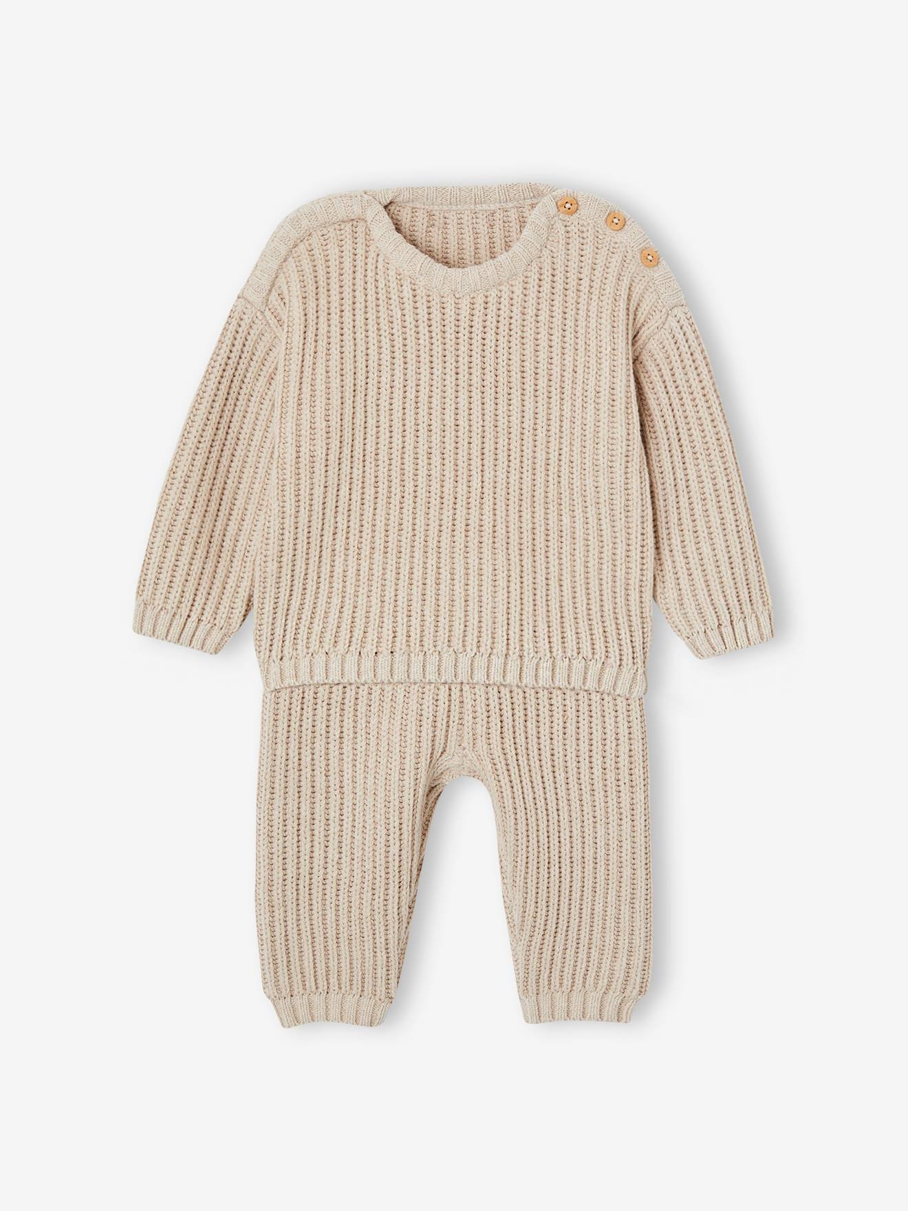 Baby geboorteset met 3 items gemêleerd beige