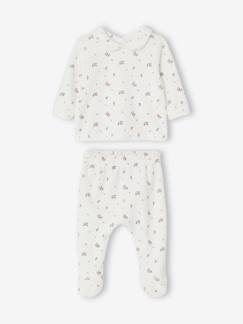 -Fluwelen pyjama met bloemmotief baby 2-delig