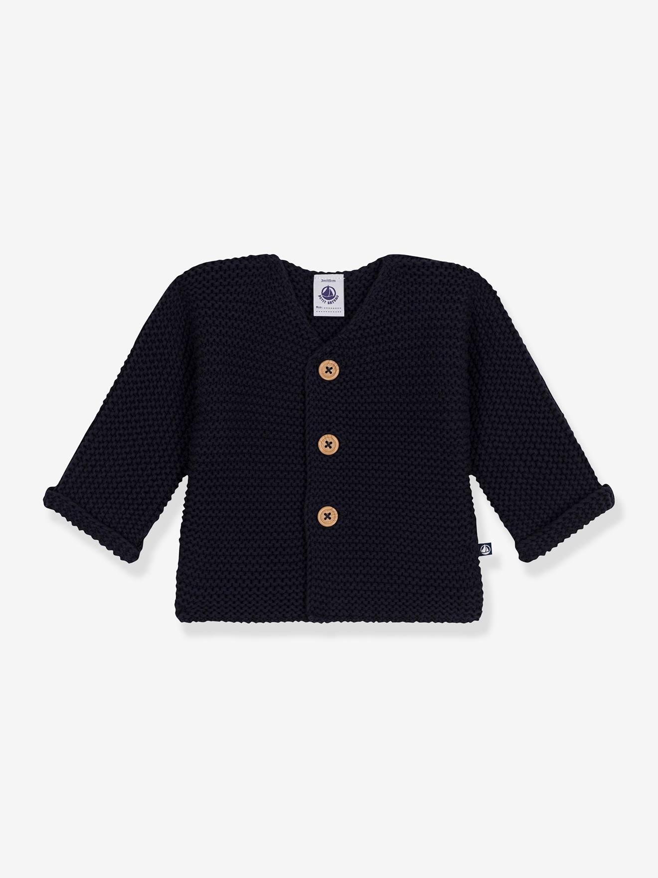 Cardigan baby geribbeld tricot van biologisch katoen PETIT BATEAU blauw