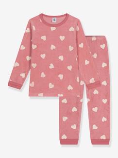 Meisje-Pyjama, surpyjama-Meisjespyjama hartje lange mouwen PETIT BATEAU