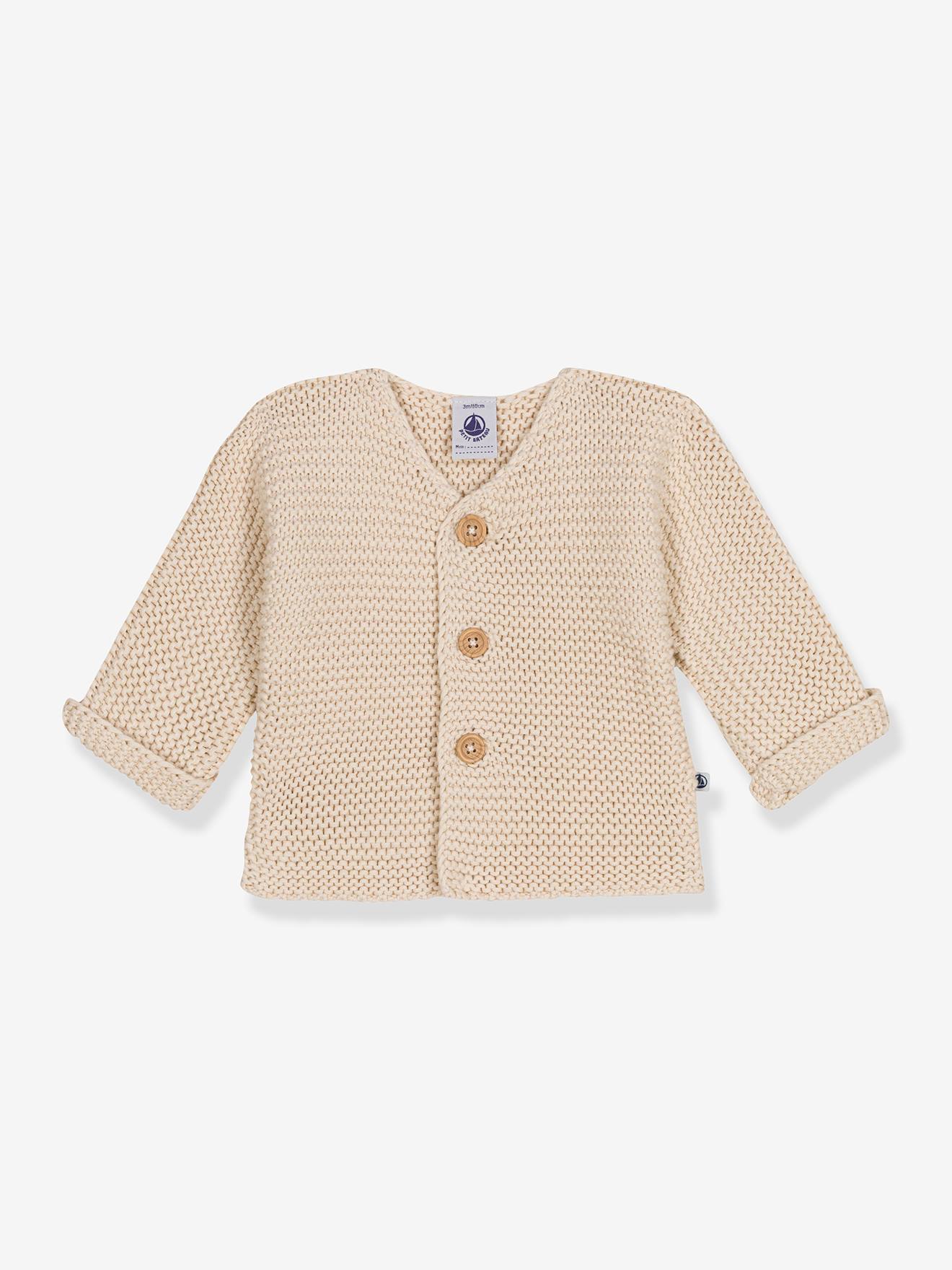 Cardigan baby geribbeld tricot van biologisch katoen PETIT BATEAU beige