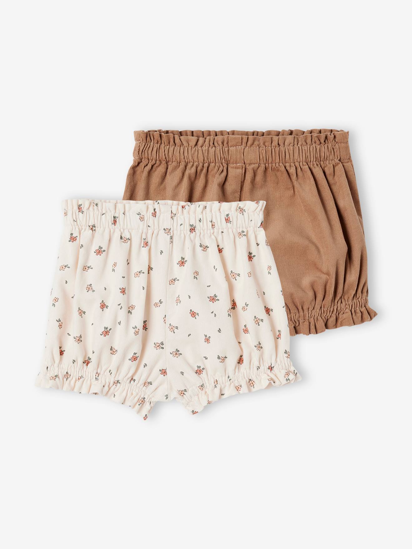 Set met 2 fluwelen shorts cappuccino