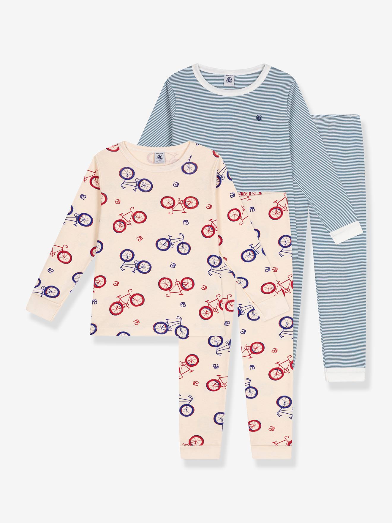 Set van 2 pyjama's PETIT BATEAU blauw, gestreept