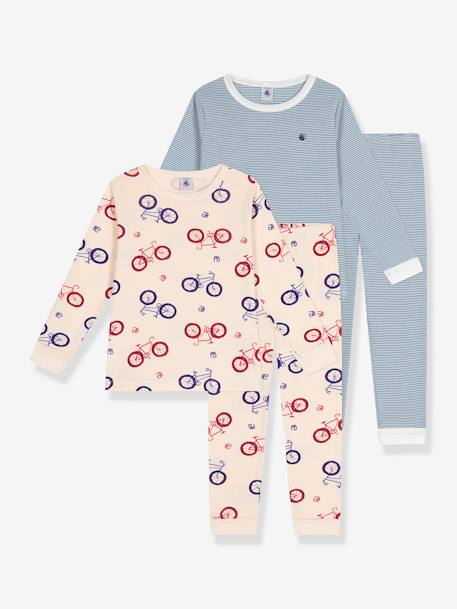 Set van 2 pyjama's PETIT BATEAU blauw, gestreept - vertbaudet enfant 