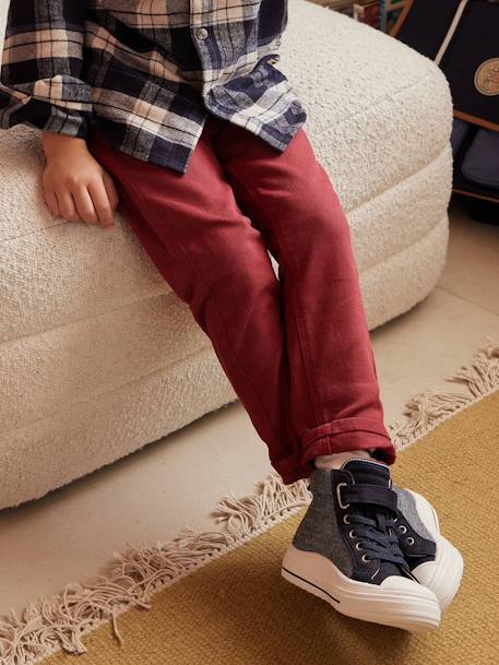 Gekleurde slim MorphologiK FIN jongens beige+grijsblauw+leiblauw+nachtblauw+smaragdgroen+terracottategel - vertbaudet enfant 