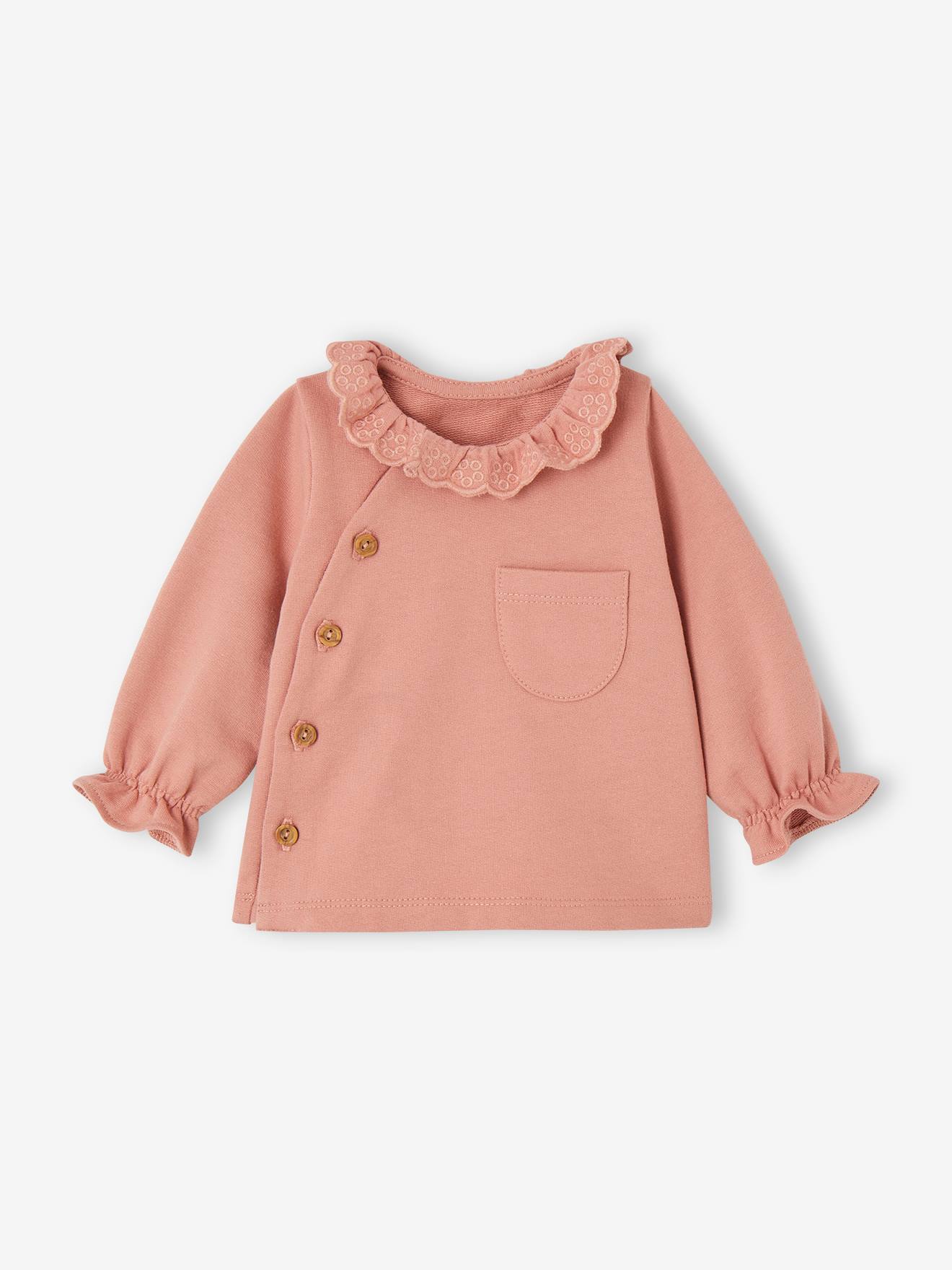 Aanpasbare sweater met geborduurde kraag voor babymeisjes rozen