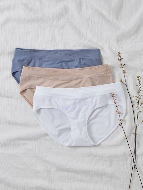 Set met 3 naadloze zwangerschapsshorties van microvezel grijsblauw+lichtroze+Setje van 3, zwart/grijs/wit - vertbaudet enfant 