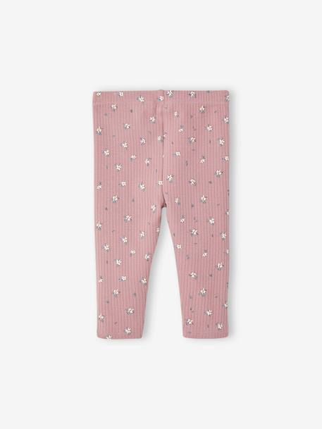 Legging van ribstof met print baby leiblauw+zachtpaars - vertbaudet enfant 