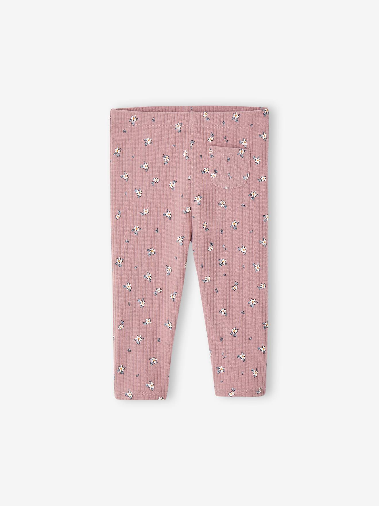 Legging van ribstof met print baby zachtpaars