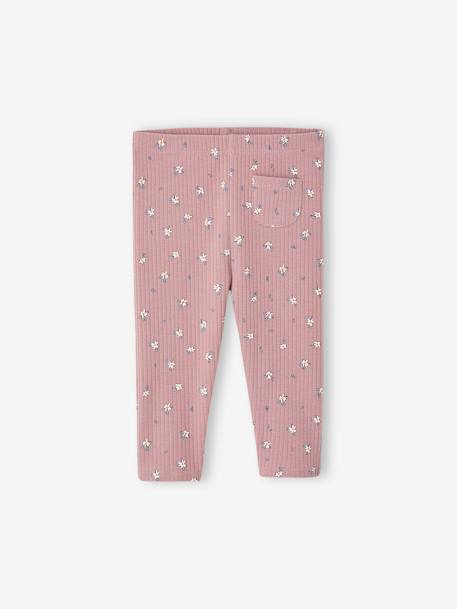 Legging van ribstof met print baby leiblauw+zachtpaars - vertbaudet enfant 