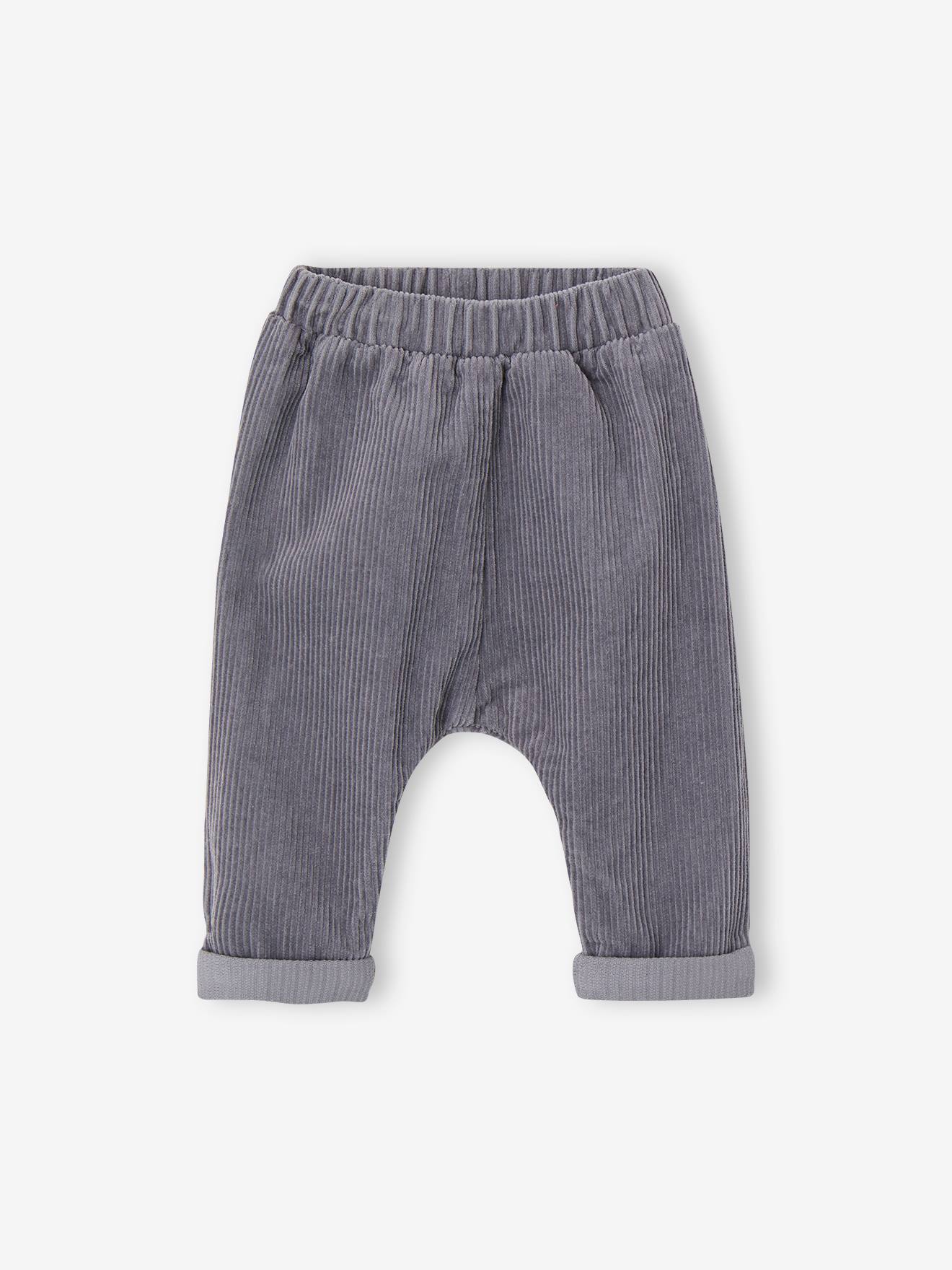 Ribfluwelen babybroek leiblauw