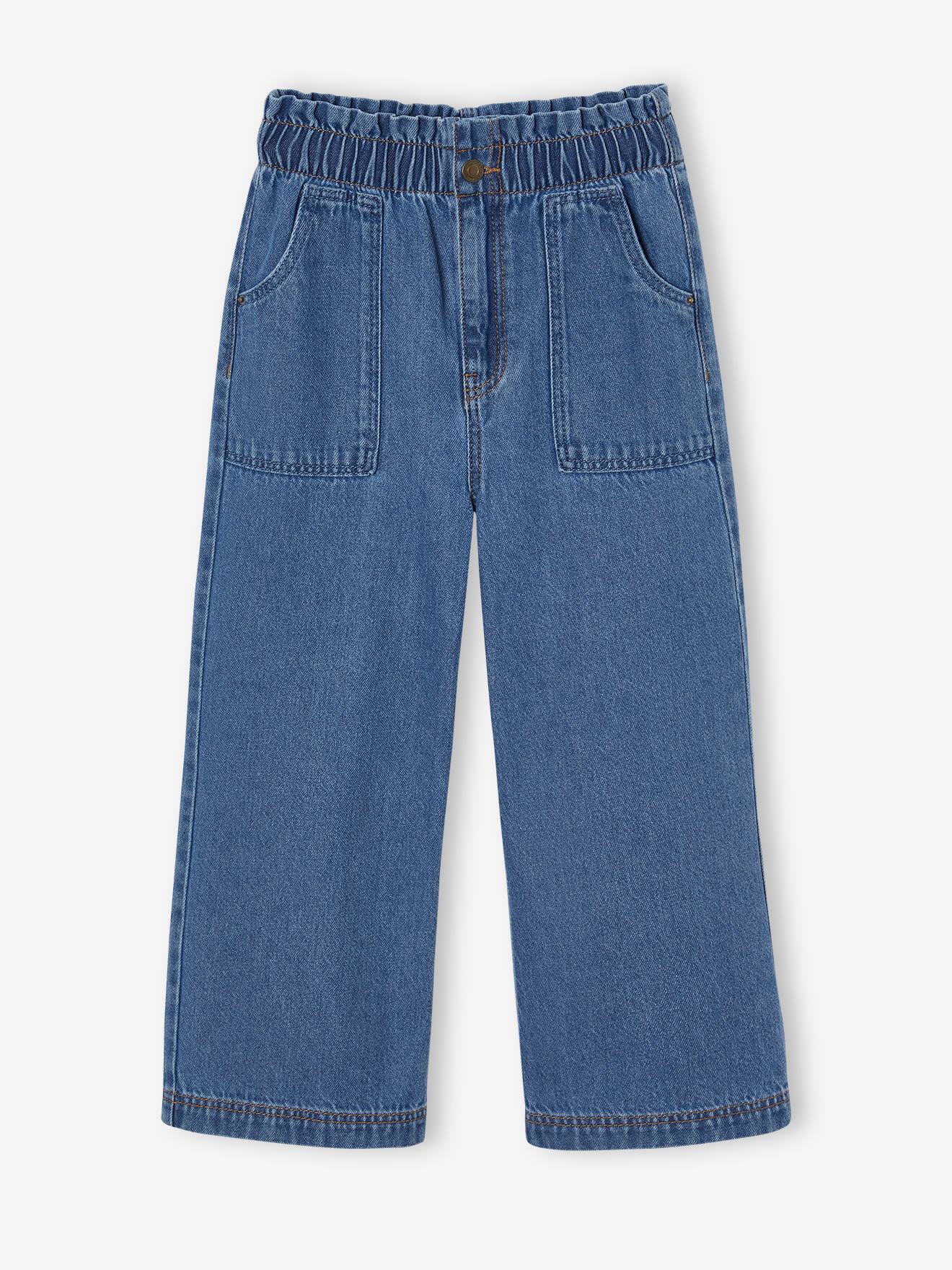 Wijdere timmermansjeans meisjes middenblauw