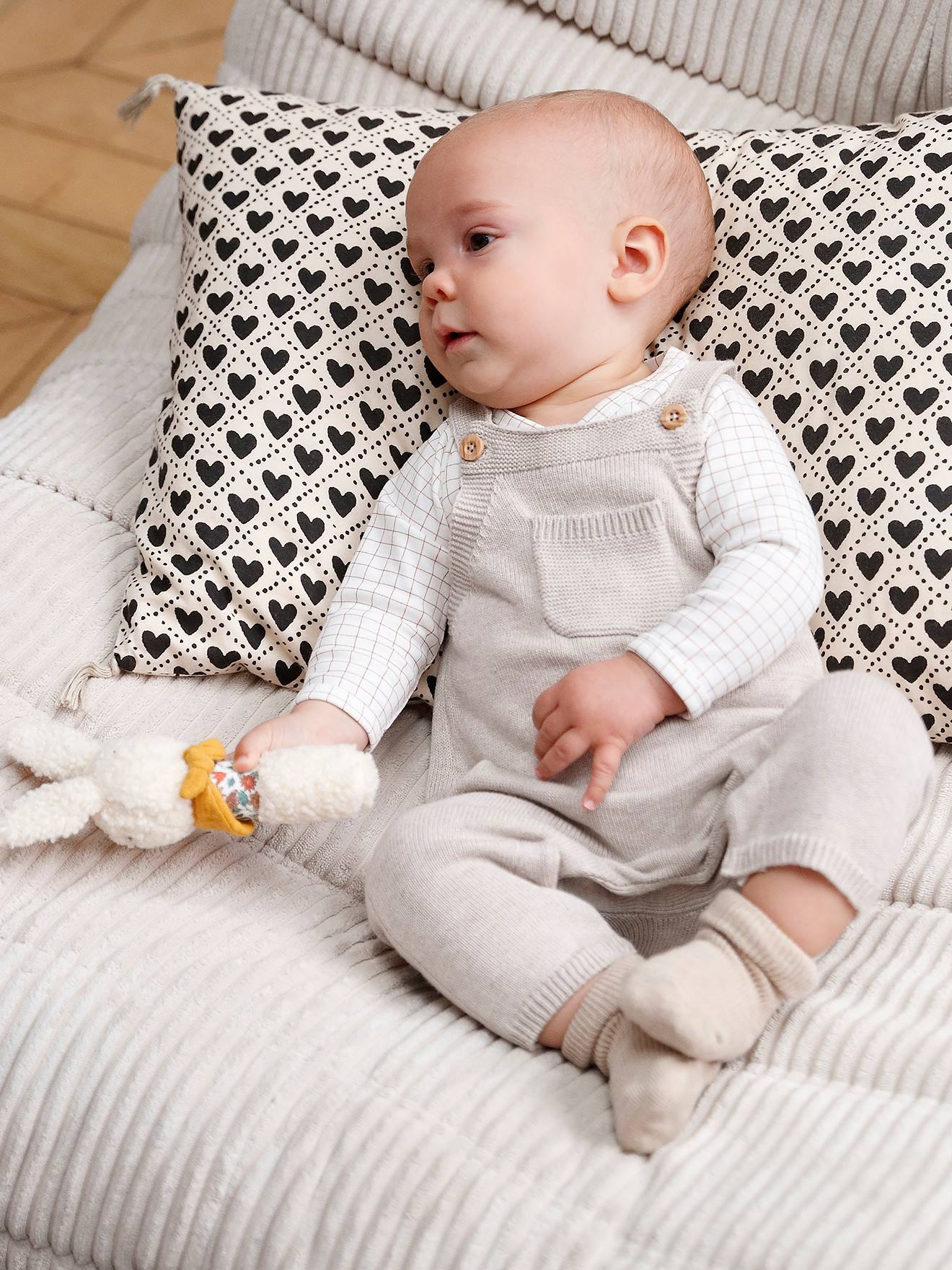 Tricot babytuinbroek gemêleerd beige