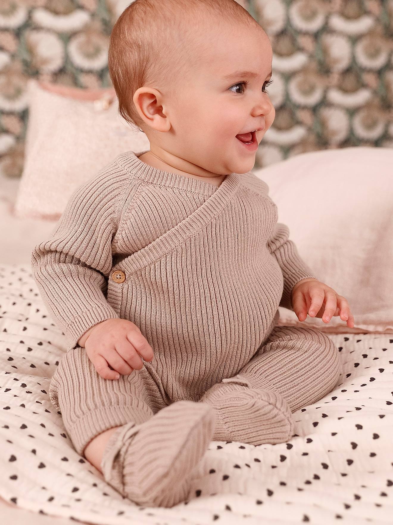 Brassière vest van tricot voor baby's beige