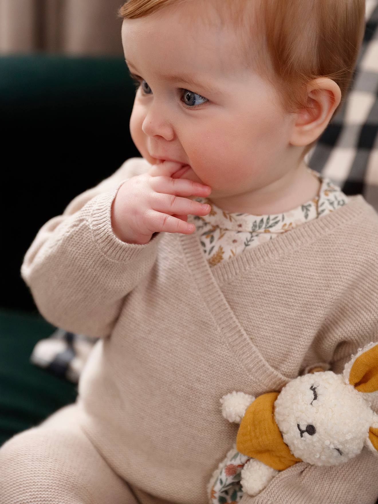 Brassière vest baby van wol en katoen gemêleerd beige