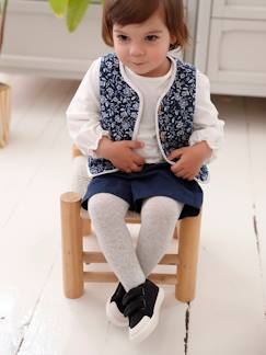 -Set T-shirt + gilet met bloemen + short babymeisje