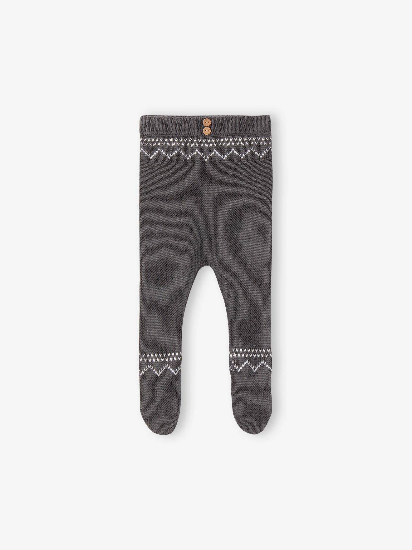 Broek met voetjes van jacquard tricot baby leiblauw