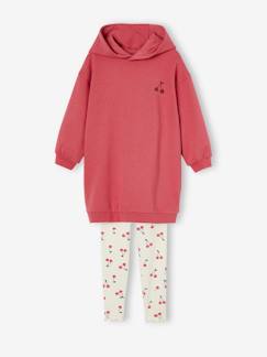 -Jurk van fleece met capuchon en legging meisjes