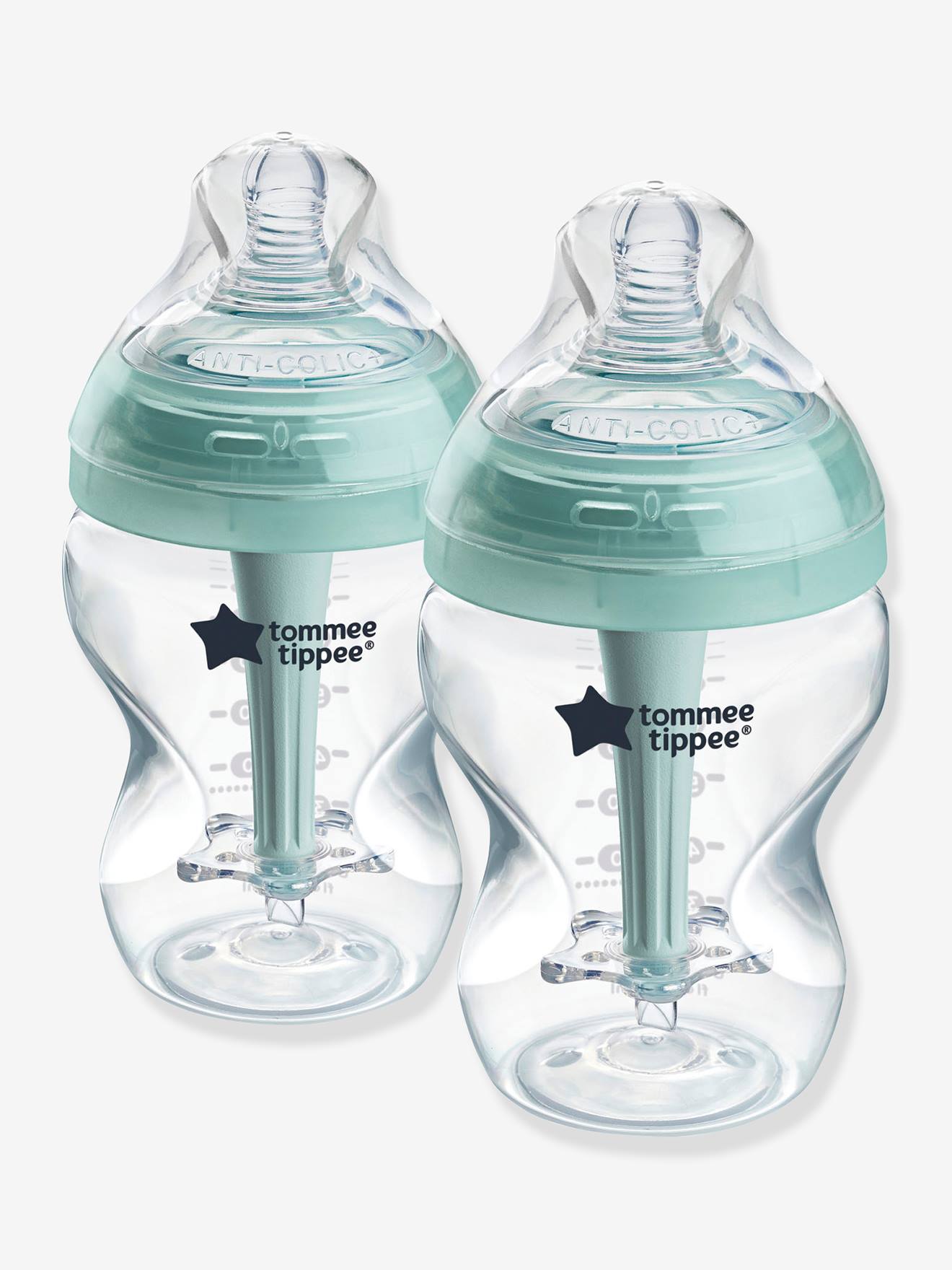 Set van 2 260 ml TOMMEE TIPPEE anti-koliek zuigflessen doorzichtig