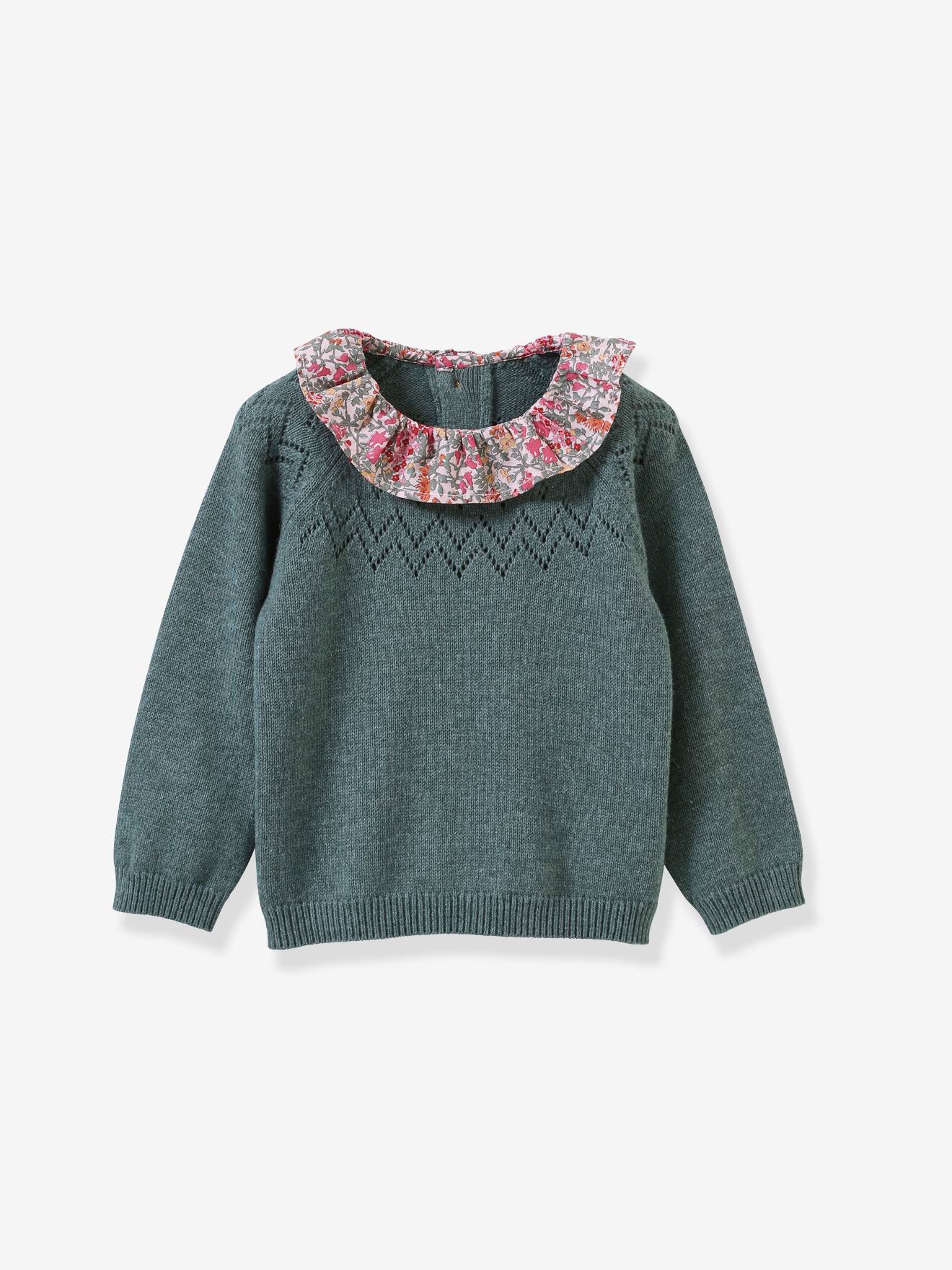 Mädchen Pullover mit Liberty-Kragen CYRILLUS groen