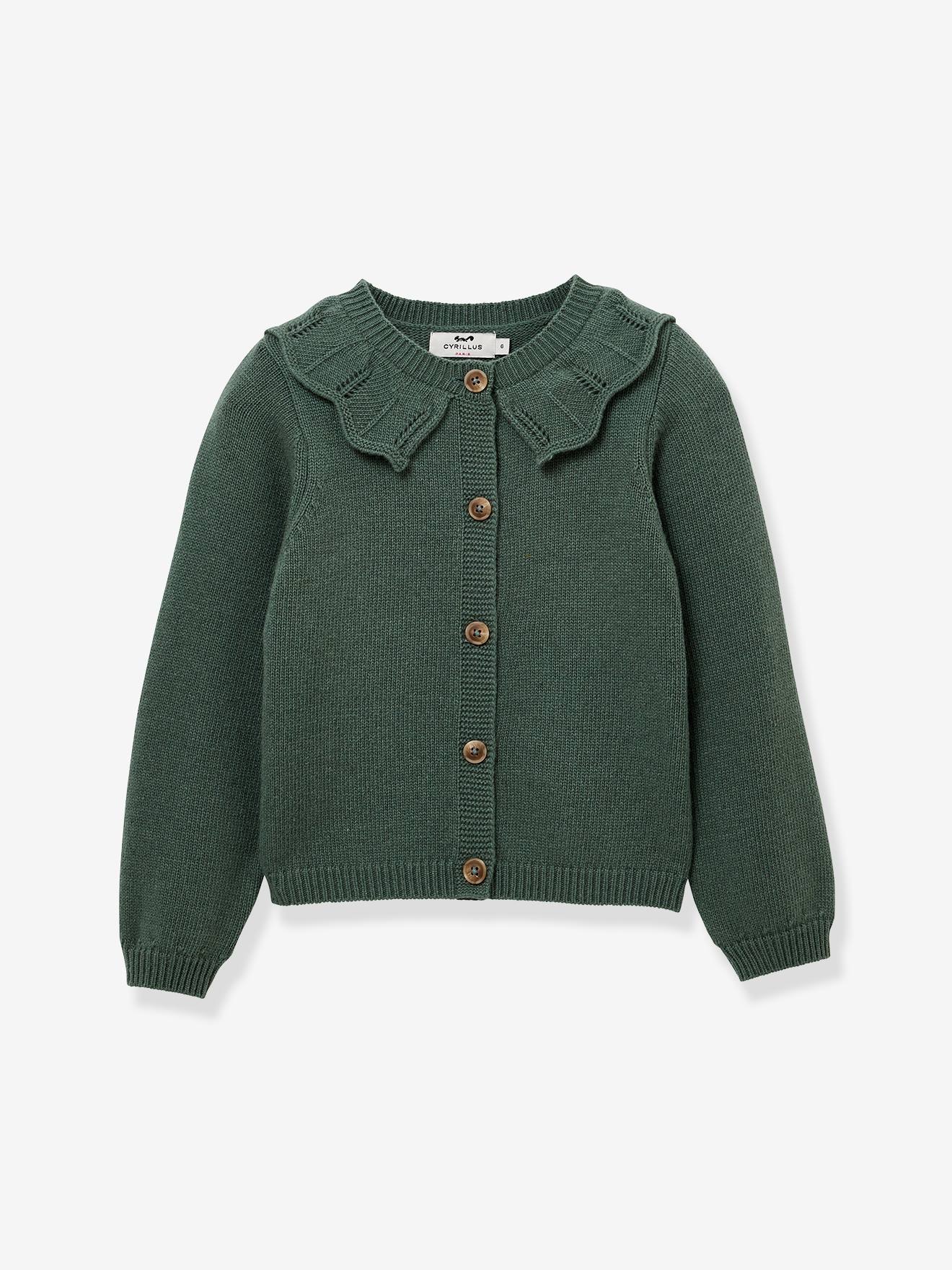 Gebreide cardigan met kraag CYRILLUS groen