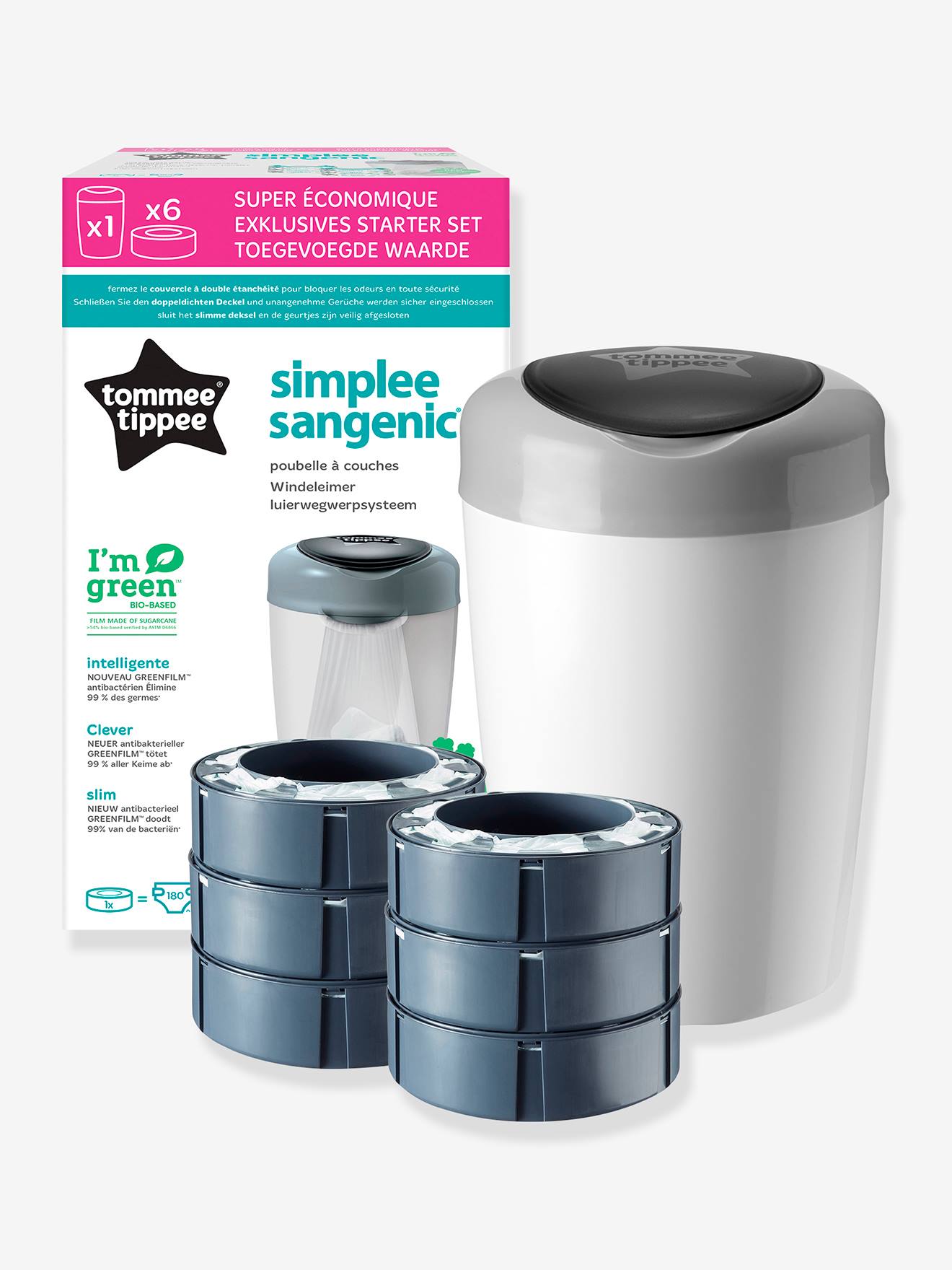 Vuilnisemmer Simplee + 6 navullingen TOMMEE TIPPEE grijs afbeelding