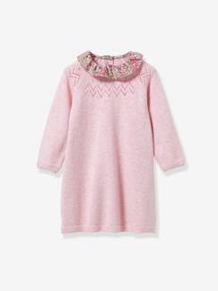 -Tricot jurk met kraag van Liberty®-stof baby CYRILLUS