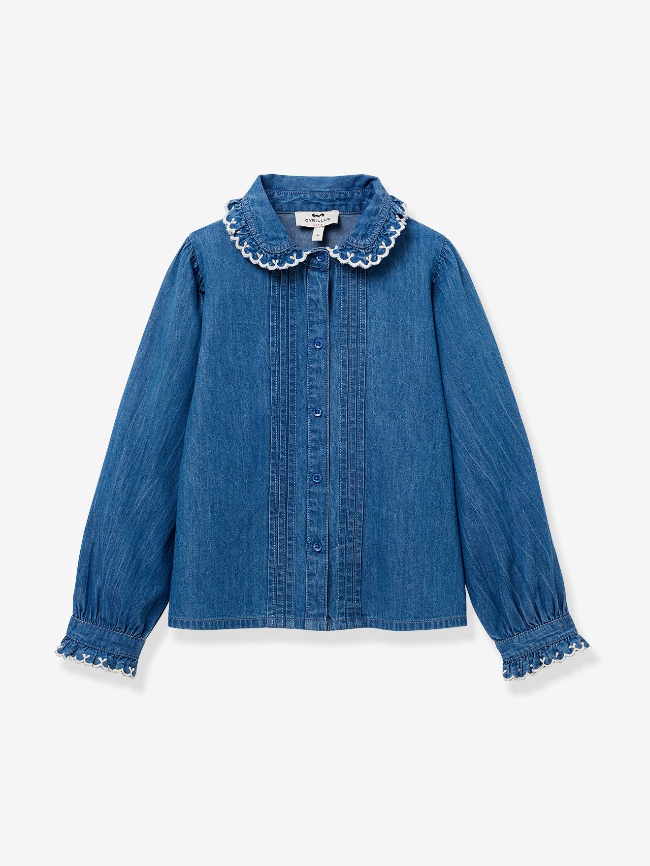 Denim light overhemd voor meisjes CYRILLUS jeansblauw