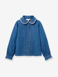 Meisje-Hemd, blouse, tuniek-Denim light overhemd voor meisjes CYRILLUS