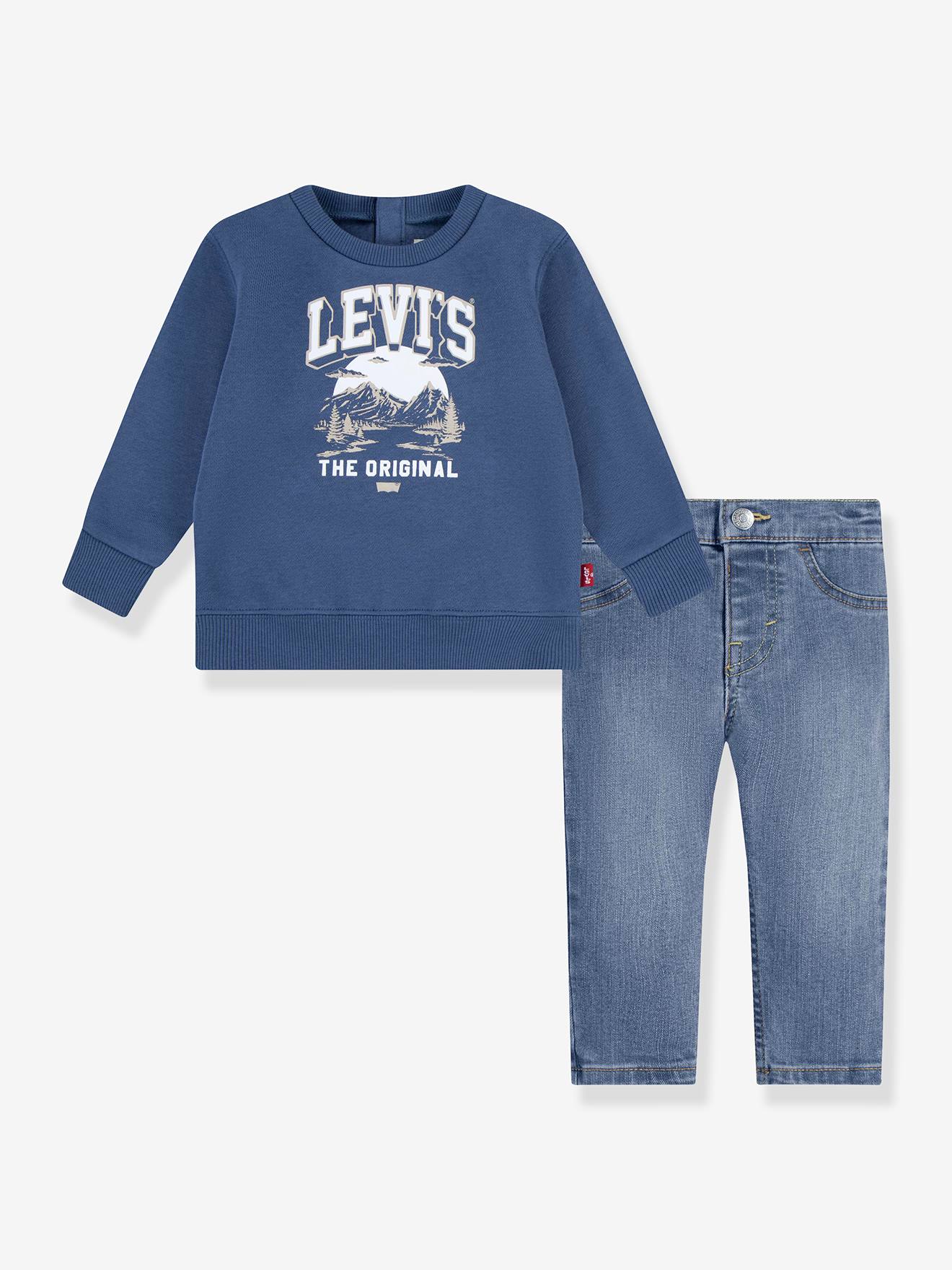 Set sweater + jeans baby LVB Mountain Crew en broek set LEVI'S blauw