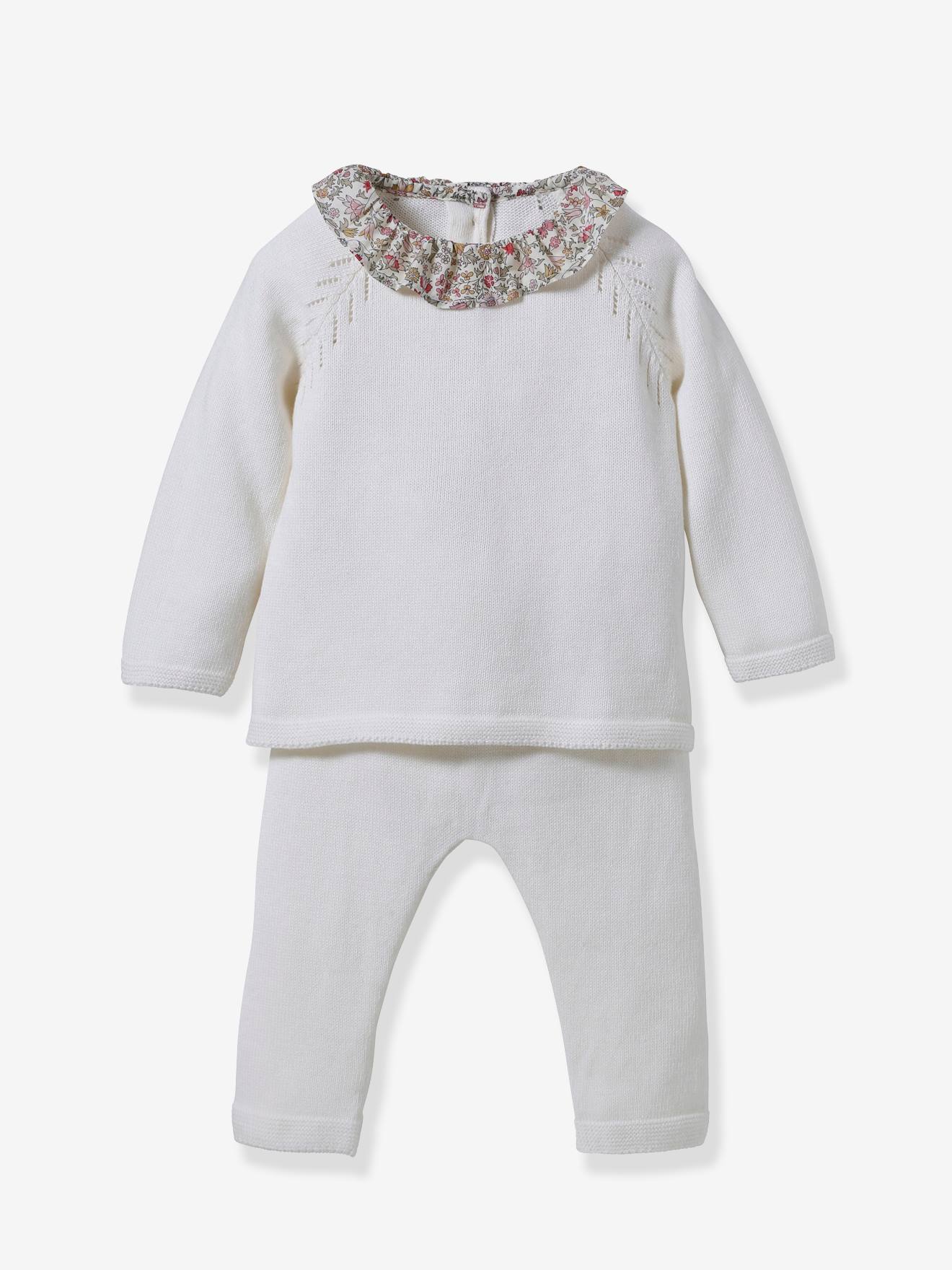 Gebreide babyset kraag van Libertystof CYRILLUS wit