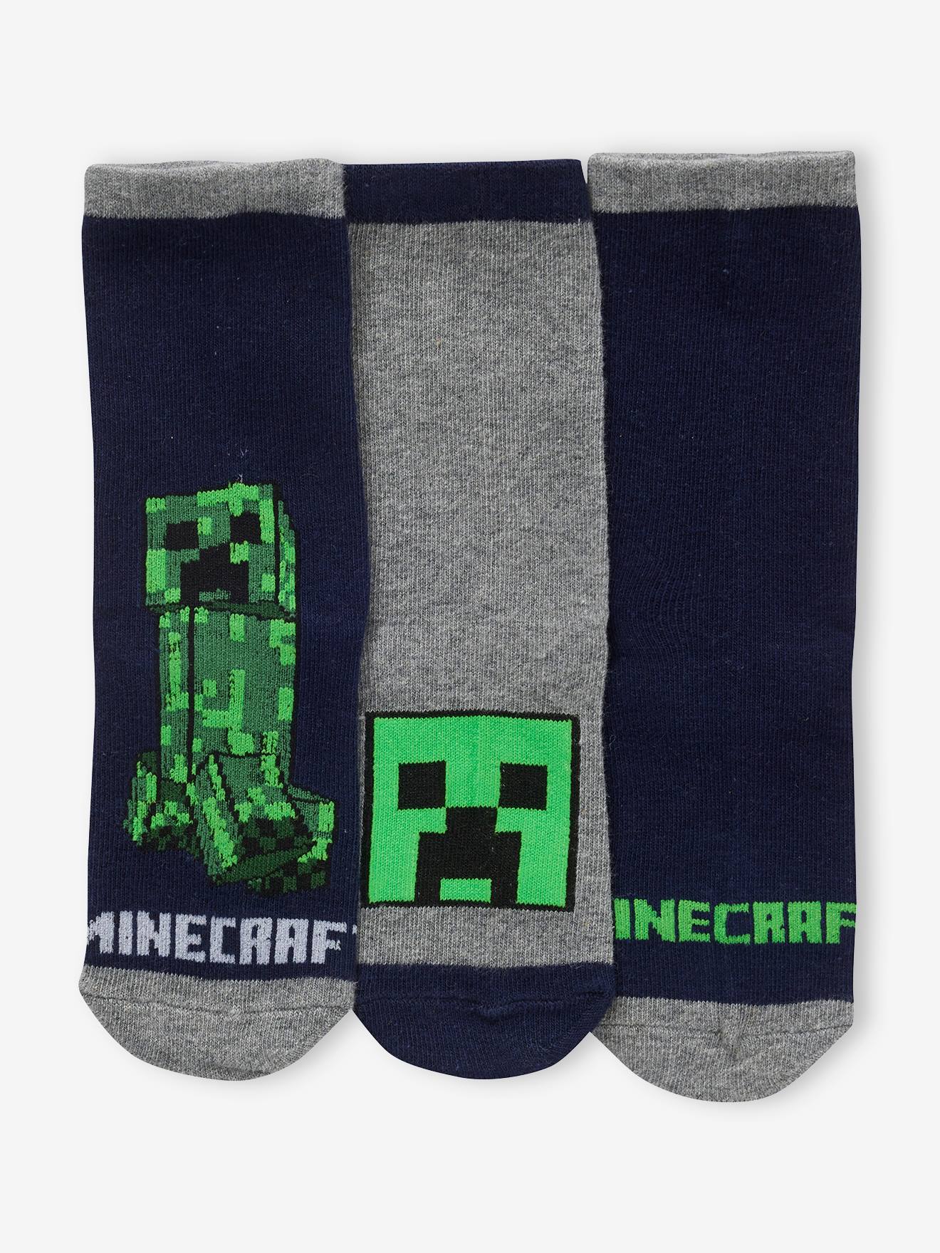 Set van 3 paar sokken Minecraftยฎ marineblauw