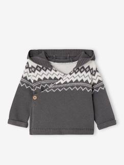 -Babyvest met capuchon van jacquard tricot