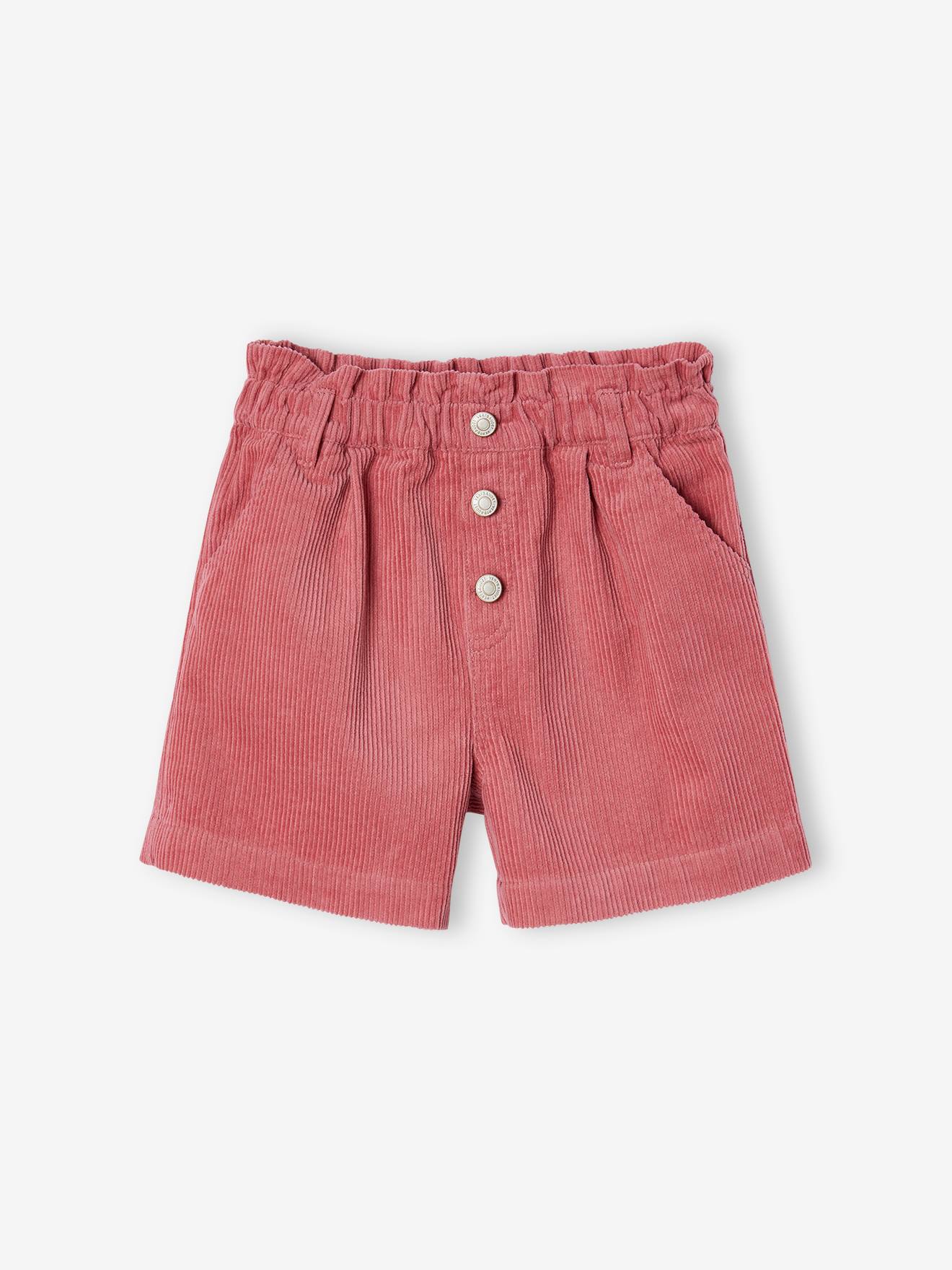 Fluwelen short met paperbag-vorm meisjes oudroze