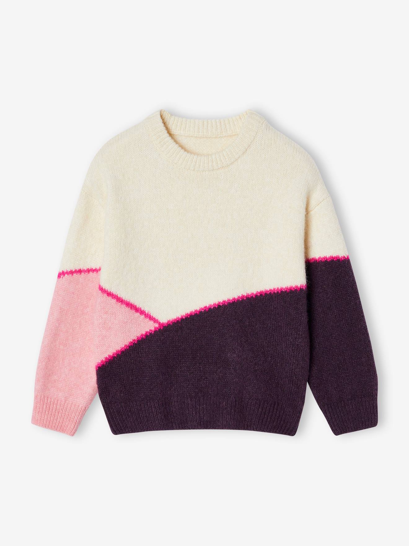 Meisjestrui met colorblock snoepjesroze