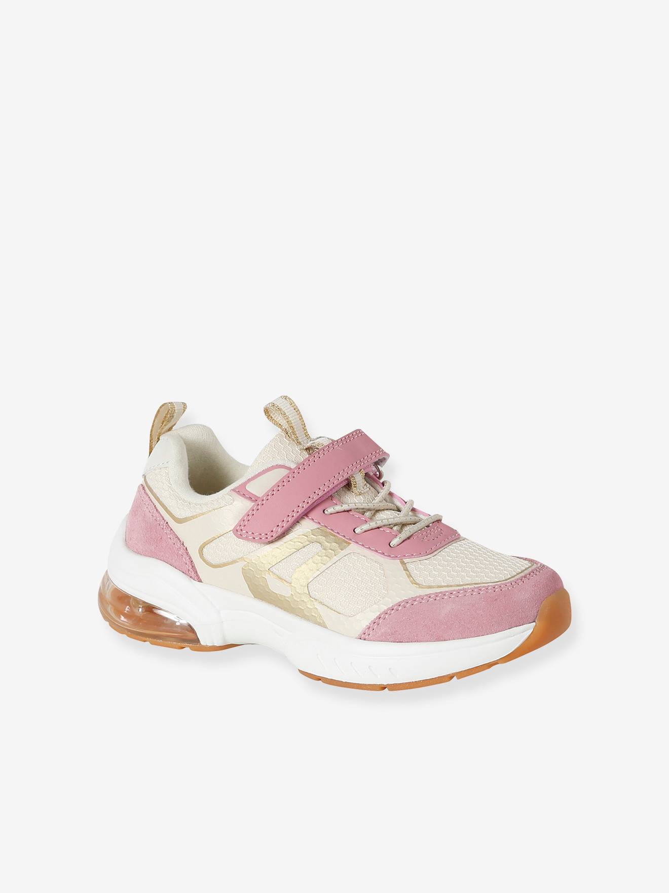 Sneakers meisjes met klittenband- en elastieksluiting - veel roze, Schoenen