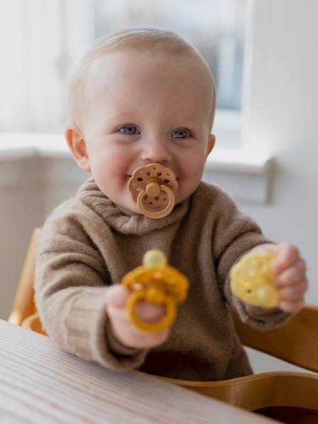 Set van 2 BIBS Bohème-fopspenen, maat 1 van 0 tot 6 maanden beige+blauw+perzik+zandbeige - vertbaudet enfant 