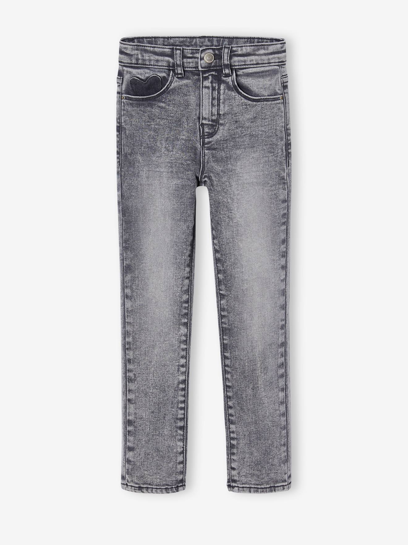 Slim meisjesjeans smal denimgrijs