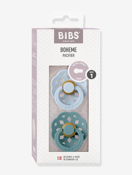 Set van 2 BIBS Bohème-fopspenen, maat 1 van 0 tot 6 maanden beige+blauw+perzik+zandbeige - vertbaudet enfant 