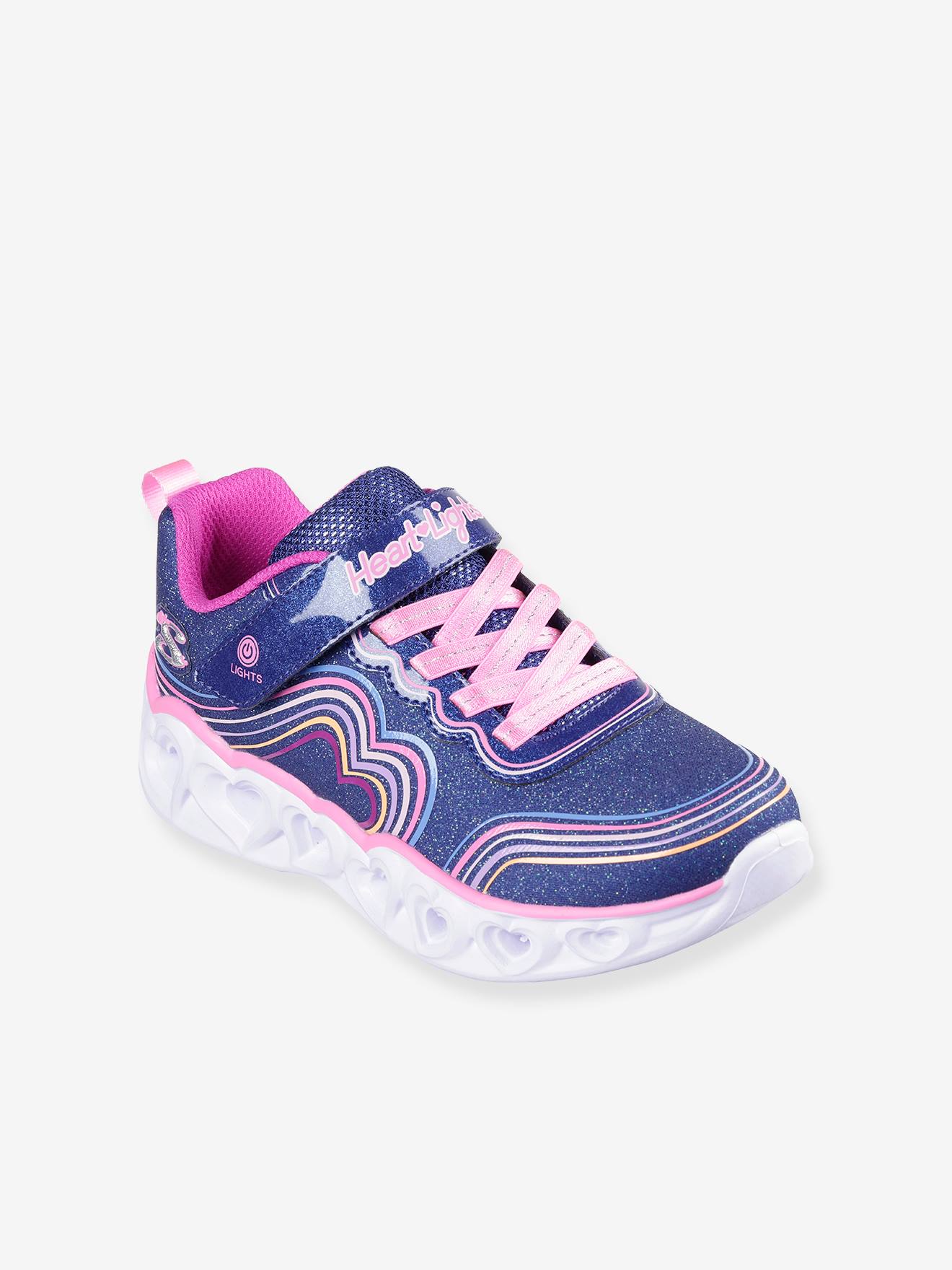 Lichtgevende kindersneakers Heart Lights - Retro Hearts 302689L - SKECHERS® marineblauw