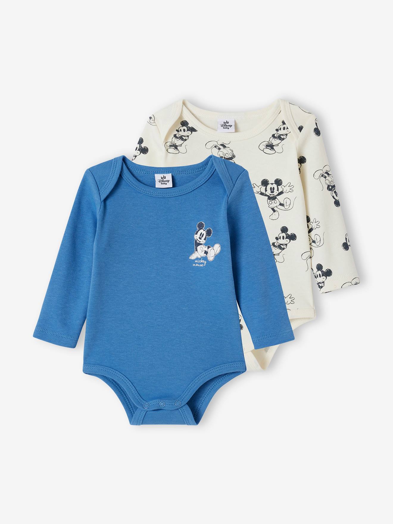 Set met 2 babyrompers met Disney® Mickey chambrayblauw